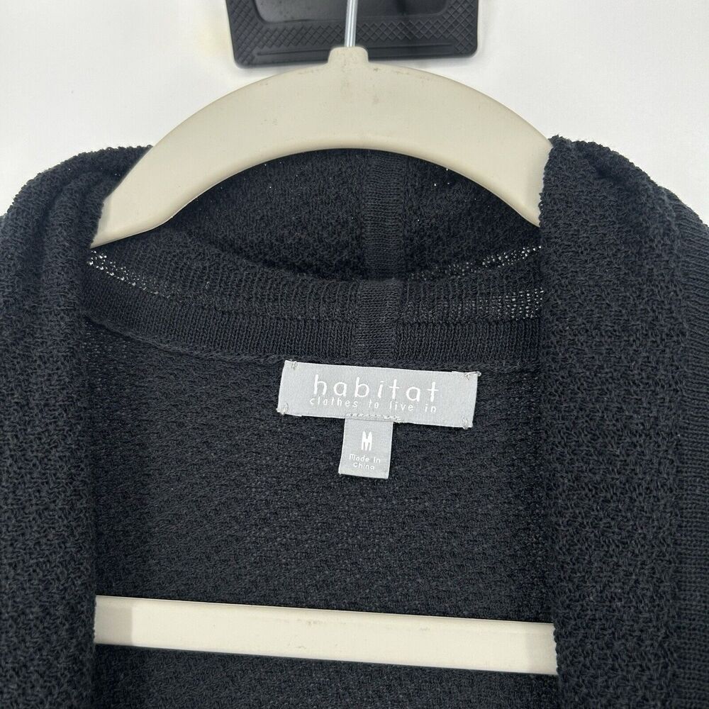 Habitat Open Front Cardigan Black Long Line Lightweight Long Sleeve Size M - Picture 9 of 10